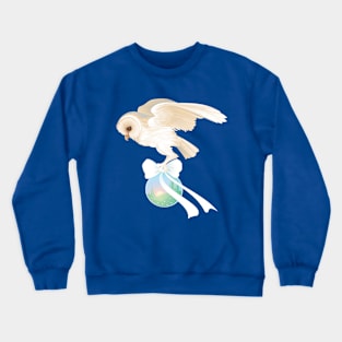 Barn Owl Carrying Sunrise Globe Crewneck Sweatshirt